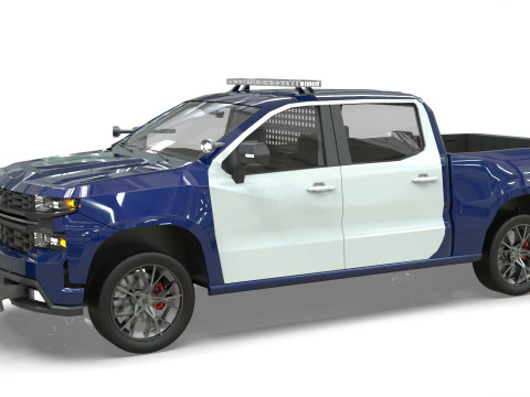 Silverado 2020 police pickup lowpoly concept 3D Model
