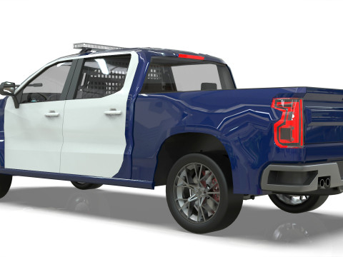 Silverado 2020 police pickup lowpoly concept Modèle 3D