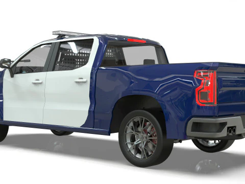 Silverado 2020 police pickup lowpoly concept 3D Model
