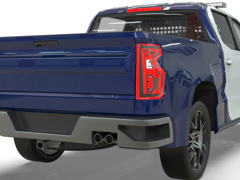 Silverado 2020 police pickup lowpoly concept 3D Model