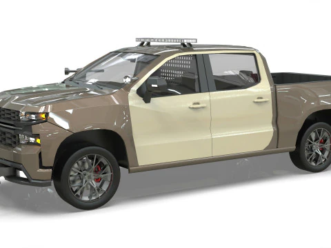 Silverado 2020 police pickup lowpoly concept 3D Model