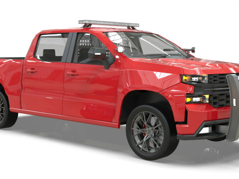 Silverado 2020 police pickup lowpoly concept Modèle 3D
