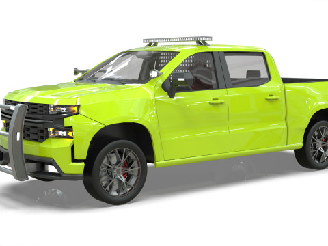 Silverado 2020 police pickup lowpoly concept Modèle 3D