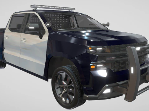 Silverado 2020 police pickup lowpoly concept 3D Model