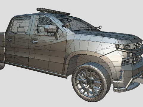 Silverado 2020 police pickup lowpoly concept 3D Model