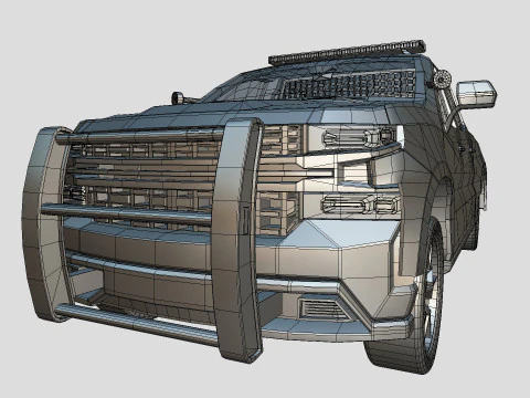 Silverado 2020 police pickup lowpoly concept 3D Model