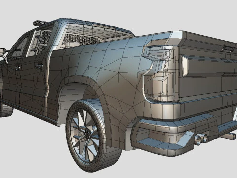 Silverado 2020 police pickup lowpoly concept 3D Model
