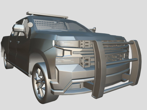 Silverado 2020 police pickup lowpoly concept Modèle 3D