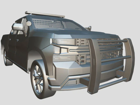 Silverado 2020 police pickup lowpoly concept 3D Model