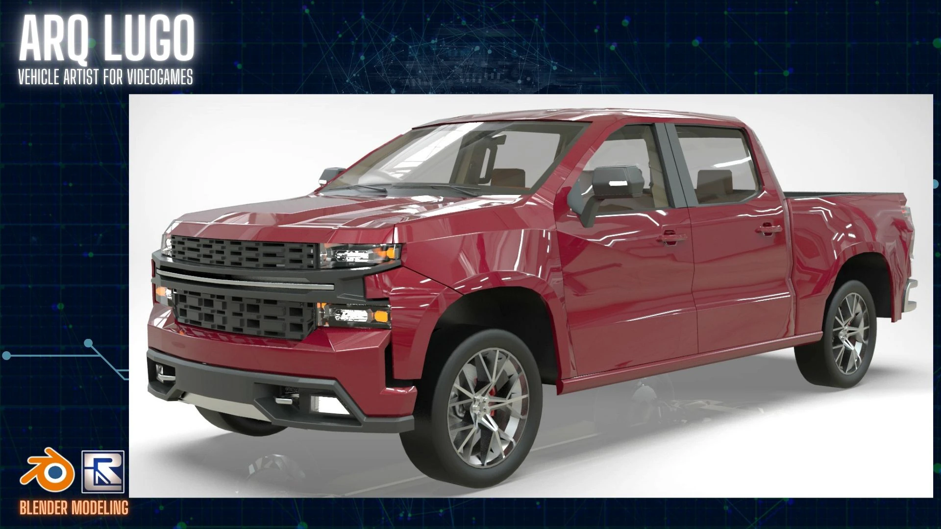 Chevy Silverado 2020 concept Low-poly 3D Model .c4d .max .obj .3ds .fbx .stl .blend 