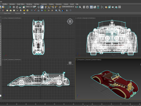 Speedster 1930 Concept lowpoly Vehicle 3Dモデル