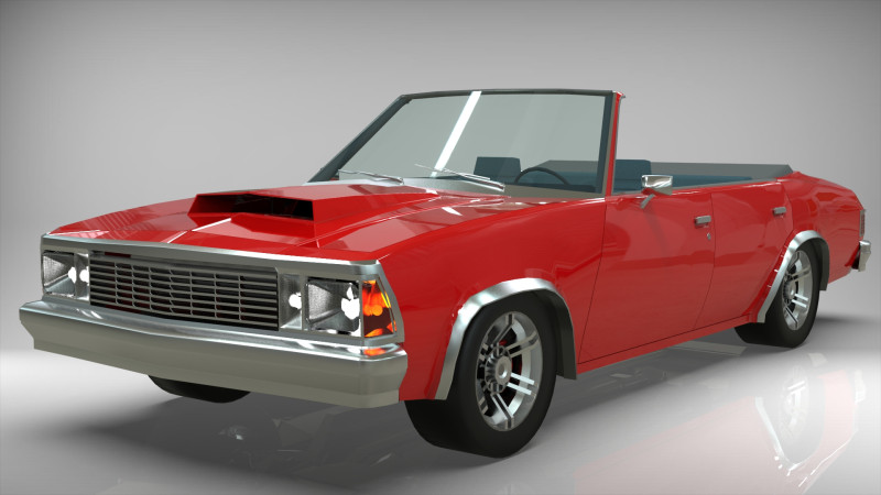 Malibu cabriolet 1981 LowPoly Low-poly 3D 모델 .c4d .max .obj .3ds .fbx .stl .blend