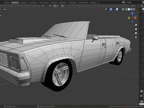 Malibu cabriolet 1981 LowPoly Low-poly 3D 모델