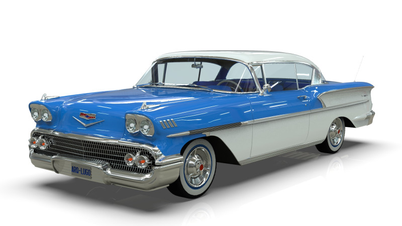 Chevrolet Belair Sport Coupe 2 doors 1958 3D Model .c4d .max .obj .3ds .fbx .stl .blend