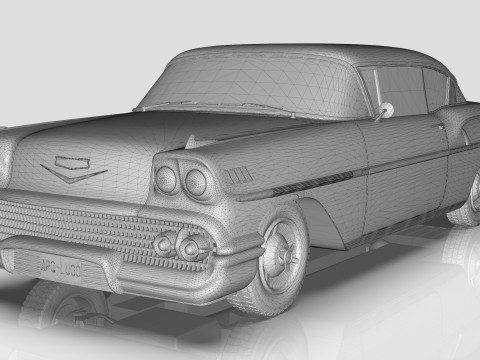 Chevrolet Belair Sport Coupe 2 doors 1958 3D Model