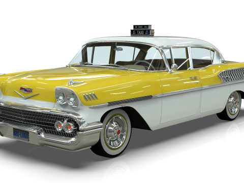 Chevrolet Belair Taxi Yellowcab 1958 3D Model
