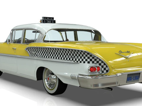 Chevrolet Bel Air Taxi Yellow Cab 1958 р 3D Модель