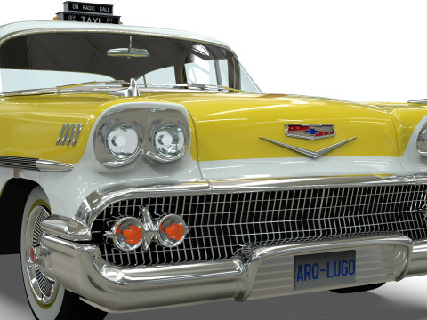 Chevrolet Belair Taxi Yellowcab 1958 3D Model