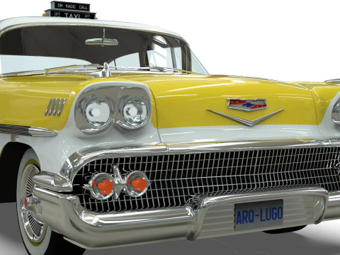 Chevrolet Bel Air Taxi Yellow Cab 1958 р 3D Модель