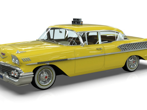 Chevrolet Belair Taxi Yellowcab 1958 3D Model
