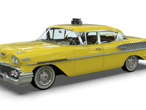 Chevrolet Bel Air Taxi Yellow Cab 1958 р 3D Модель
