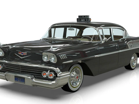 Chevrolet Bel Air Taxi Yellow Cab 1958 р 3D Модель