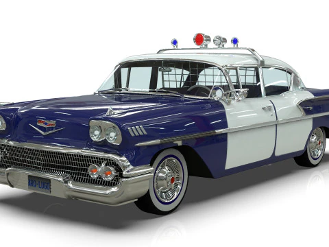 Chevrolet Belair Polizia 1958 Low-poly Modello 3D