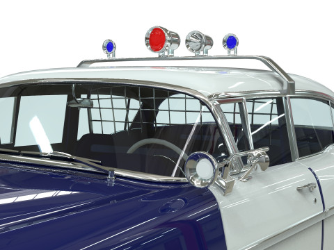 Chevrolet Belair Police 1958 Low-poly 3D Model