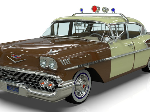 Chevrolet Belair Police 1958 Low-poly 3D Model