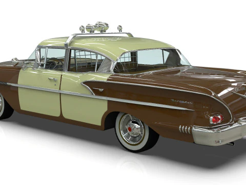 Chevrolet Belair Police 1958 Low-poly 3D Модель
