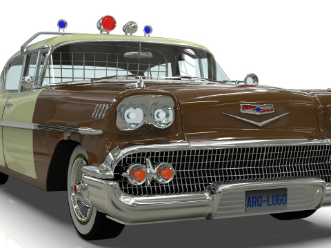 Chevrolet Belair Police 1958 Low-poly 3D Model