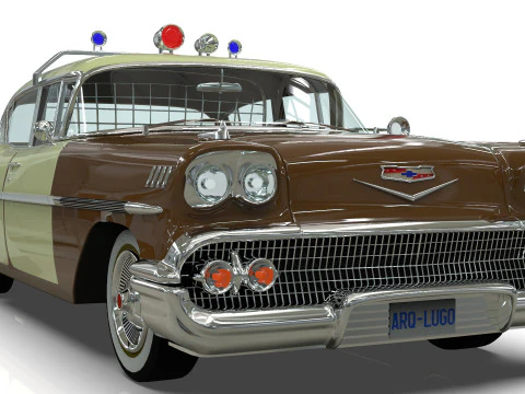 Chevrolet Belair Police 1958 Low-poly 3D Модель