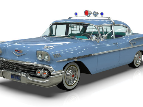 Chevrolet Belair Police 1958 Low-poly 3D Model