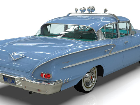 Chevrolet Belair Police 1958 Low-poly 3D Model