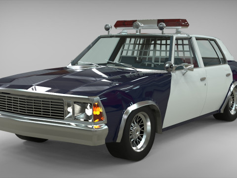 Chevrolet Malibu 1981 Police car Low-poly 3D 모델