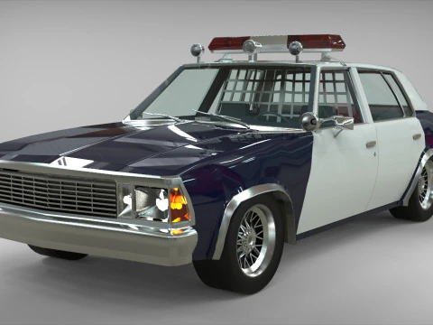 Carro de pol&iacute;cia Chevrolet Malibu 1981 Low-poly Modelo 3D