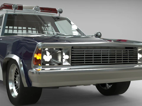 Chevrolet Malibu 1981 Police car Low-poly 3D Model