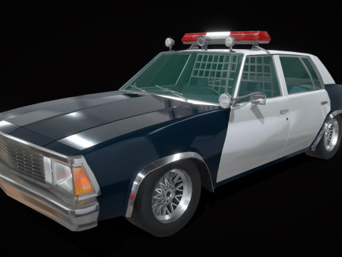 Chevrolet Malibu 1981 Police car Low-poly 3D 모델