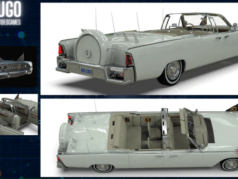 Lincoln Continental X100 1962 Low-poly 3D Model