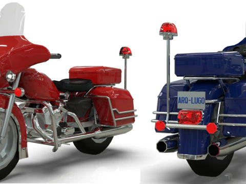 Police Motorcycle Lowpoly Low-poly 3D Model
