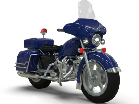 Police Motorcycle Lowpoly Low-poly 3D Model