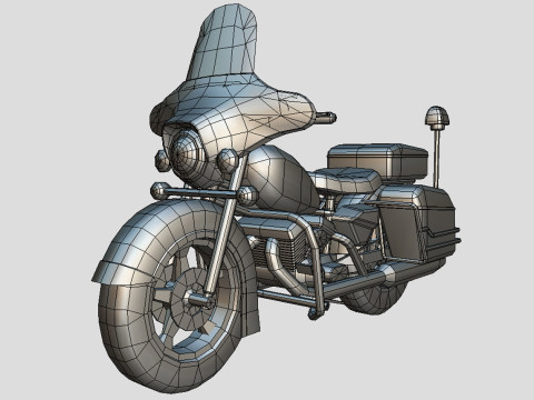 Police Motorcycle Lowpoly Low-poly Modelo 3D