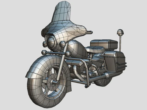 Police Motorcycle Lowpoly Low-poly 3D Model