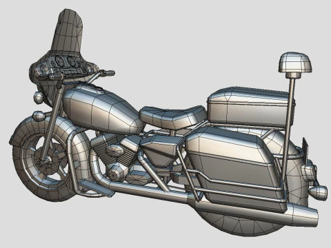 Police Motorcycle Lowpoly Low-poly 3D Model