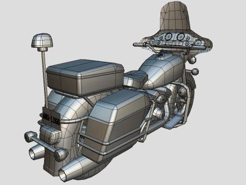 Police Motorcycle Lowpoly Low-poly 3D Model
