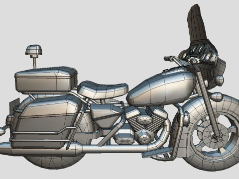 Police Motorcycle Lowpoly Low-poly 3D Model