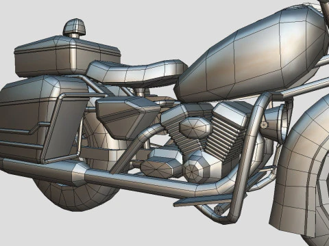 Police Motorcycle Lowpoly Low-poly 3D Model