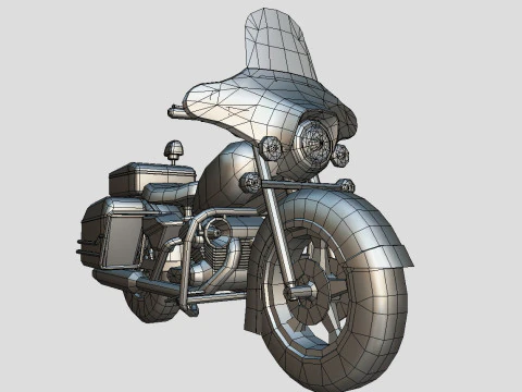 Police Motorcycle Lowpoly Low-poly 3D Model