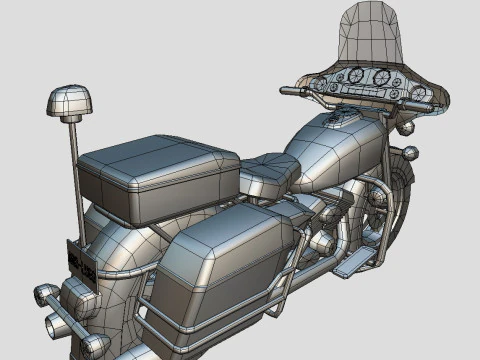 Police Motorcycle Lowpoly Low-poly 3D Model