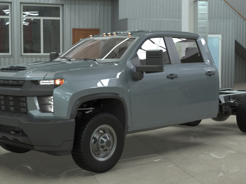 Silverado 3500 HD crewcab 2021 Low-poly 3D Model
